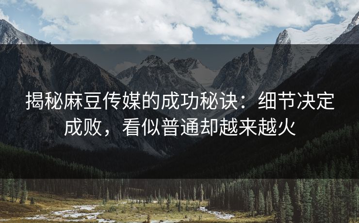 揭秘麻豆传媒的成功秘诀:细节决定成败,看似普通却越来越火 揭秘麻豆传媒的成功秘诀:细节决定成败,看似普通却越来越火